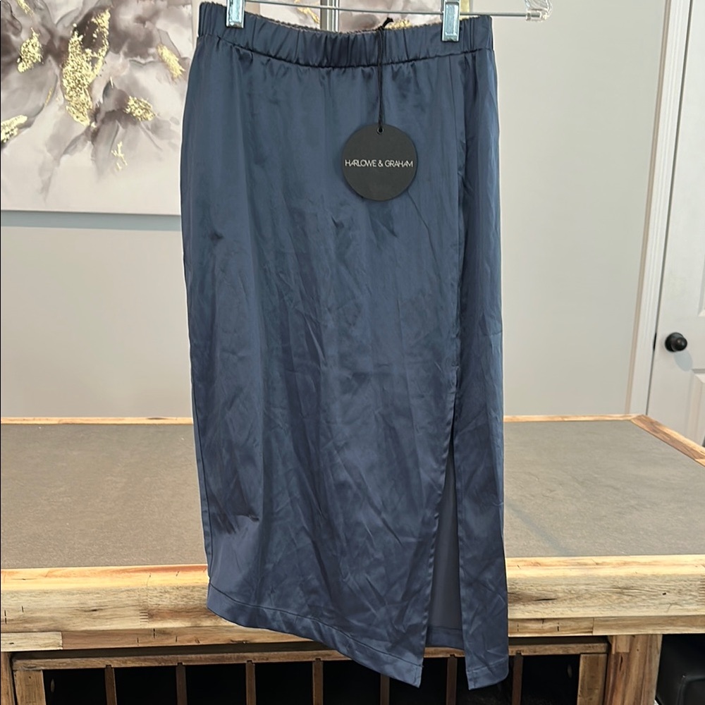 Harlowe & Graham Gray Asymmetrical Midi Skirt for Work